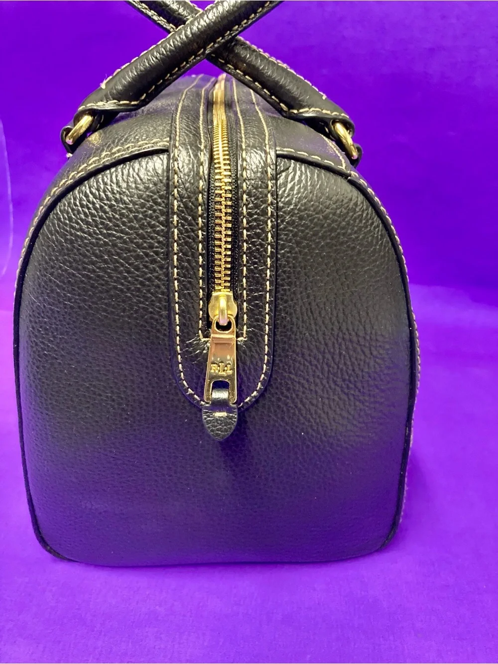 Ralph Lauren Black Top-Handle Bevington Satchel